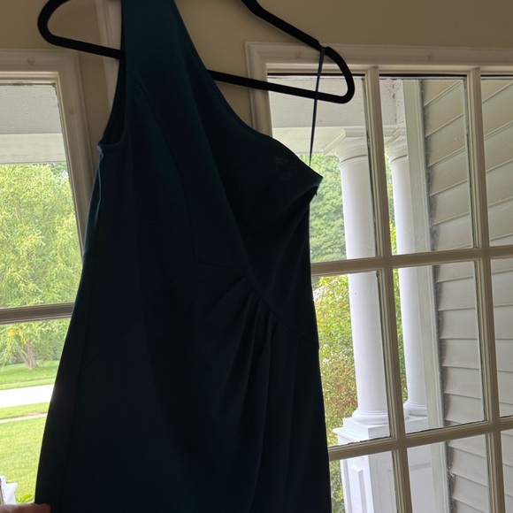 Elegant One-Shoulder turquoise dress - Picture 1 of 7